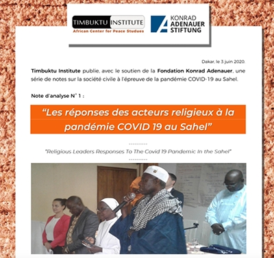 Réponses des Acteurs religieux à la pandémie Covid-19 au Sahel