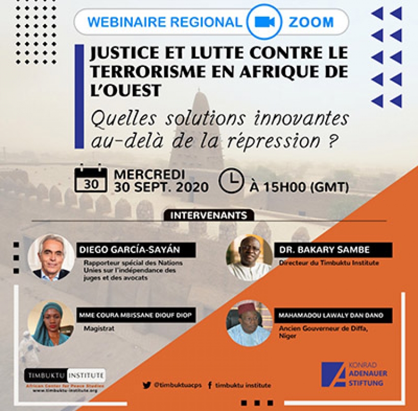 Webinaire régional sur "Justice et lutte contre le terrorisme en Afrique de l’Ouest" ce mercredi