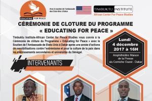 Clôture du programme Educating For Peace le 4 décembre 2017